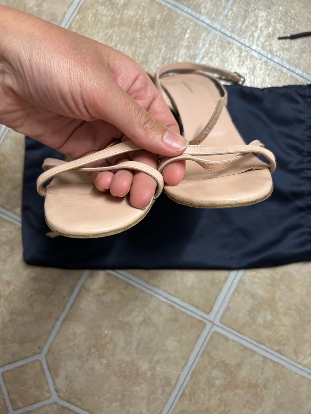 Burberry Nude Beige Strappy Stiletto Sandals with Check Trim - Picture 5 of 5